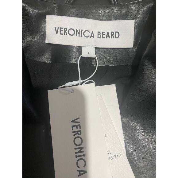 VERONICA BEARD BLAZER JACKET DICKEY BLACK LEATHER VEGAN ANOKI EDGY FALL MOTO - Picture 11 of 16